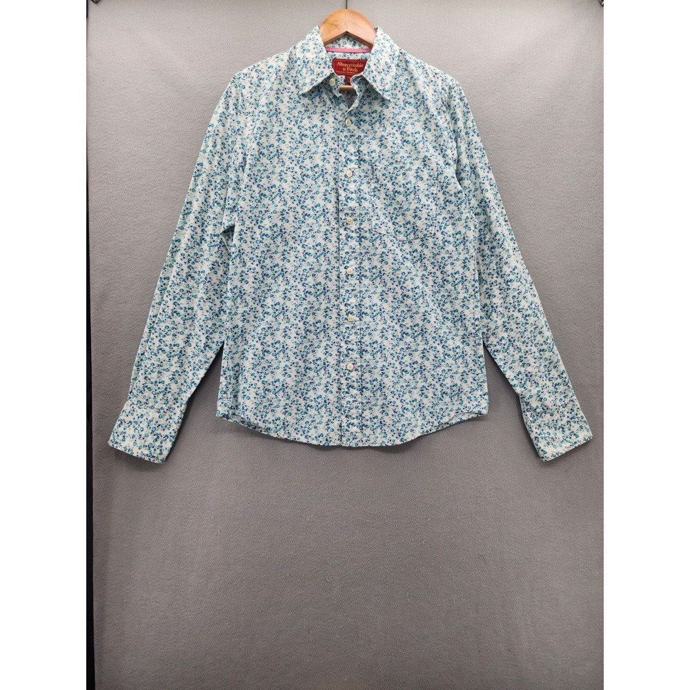 Vintage Abercrombie & Fitch Medium Blue Floral Ditsy Cotton Button Down Shirt‎ M
